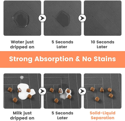 S(little kitten )、M、L bsorbent Pet Feeding Mat, Waterproof Placemat for Dog & Cat Food & Water Bowls, Quick-Dry Rubber Backing