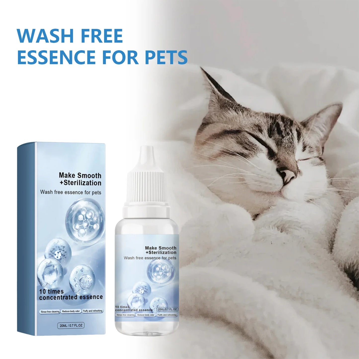 20ml Pet Hair Cleaning Leave-in Serum Gentle Deodorizing Easy to Use Serum for Cats Dogs Pet Grooming Serum
