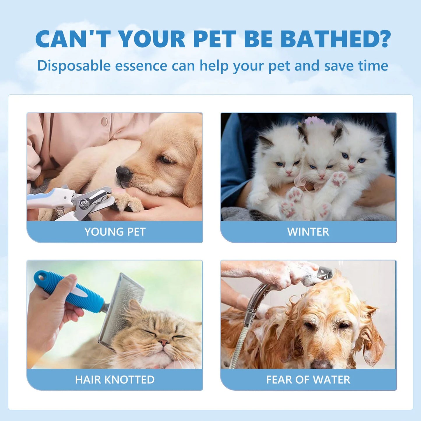 20ml Pet Hair Cleaning Leave-in Serum Gentle Deodorizing Easy to Use Serum for Cats Dogs Pet Grooming Serum