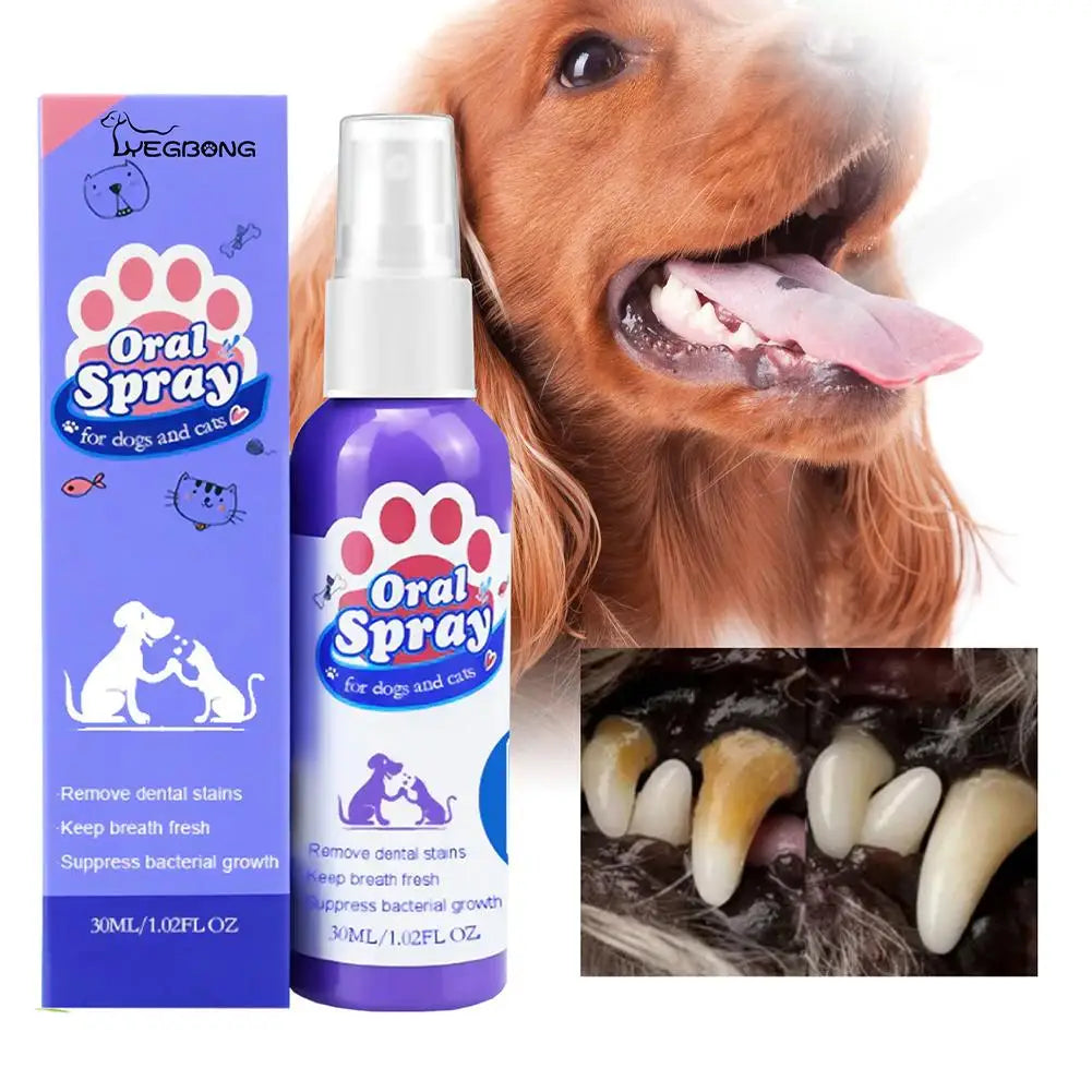 30ml Pet Spray Dog Oral Care Pet Freshener Supply Deodorant Bad Breath Teeth Cleaning Plaque Care Remover Breath Pet Accessories
