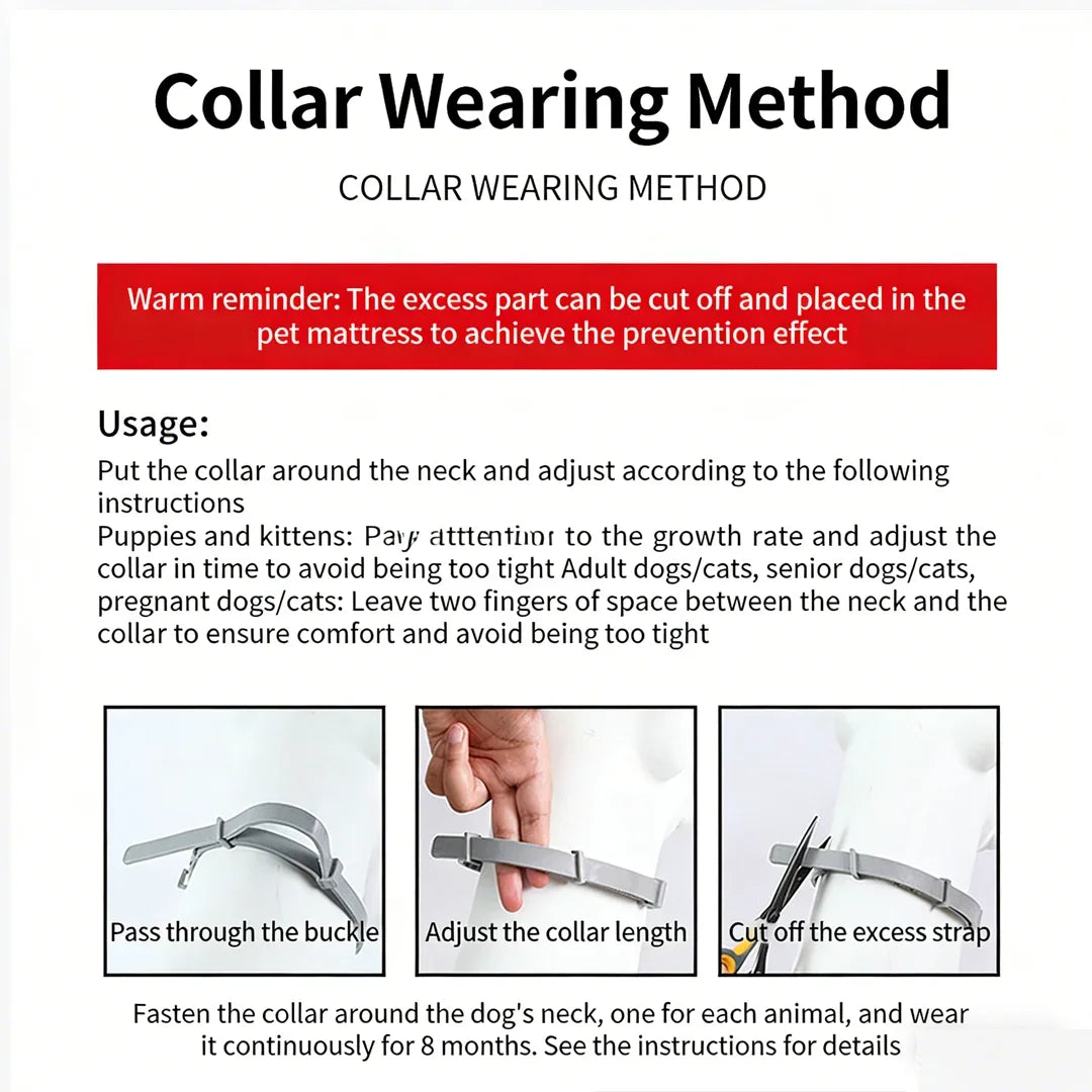 Pet Flea Collars Cat & Dog Safe Effective External Deworming Neck Collars Calming Cat Anxiety Relief Stress