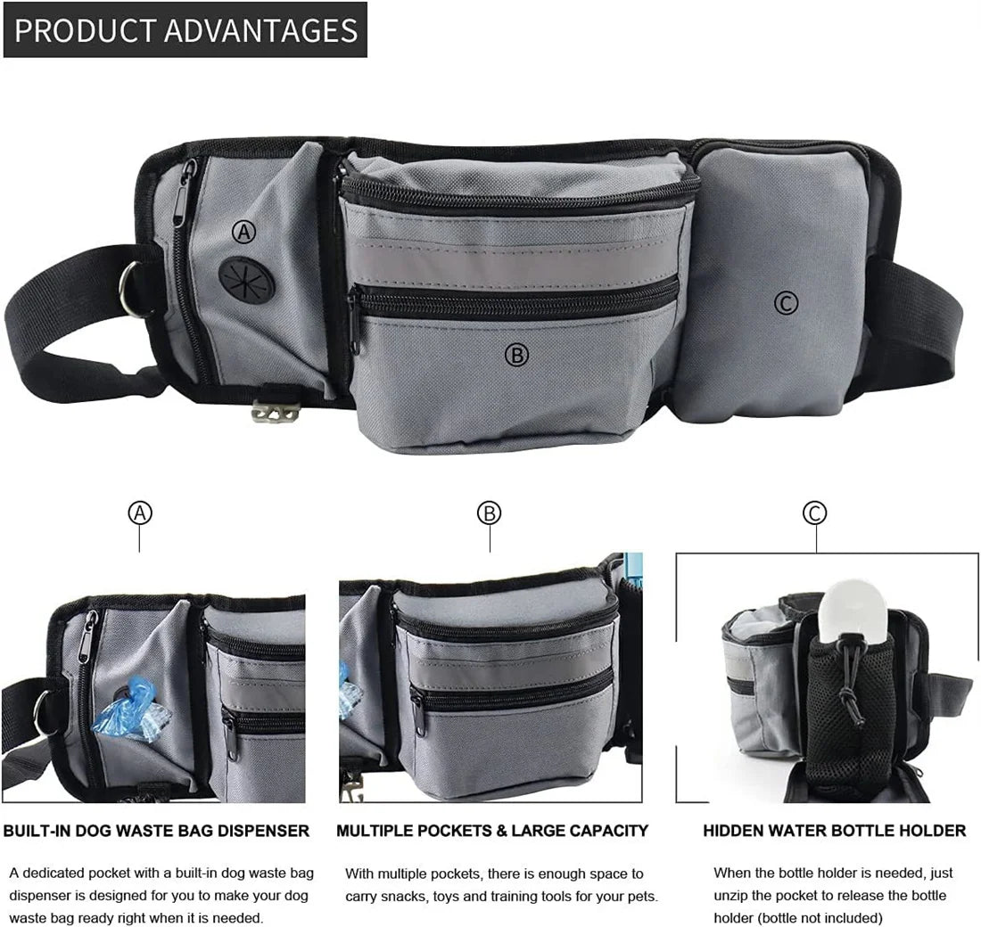 Dog Outdoor Training Waist Bag Multi-functional Dog Feeding Snack Bag Portable Walking Travel Dogs Treat Pouch With D Ring