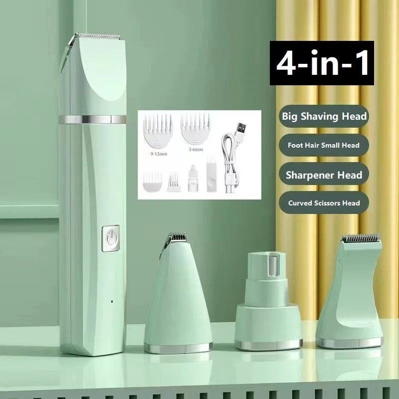 Professional 4-in-1 Electric Pet Grooming Tool Set Dog Hair Clippers USB Rechargeable Pets Haircut Trimmer Shaver Cats Supplies