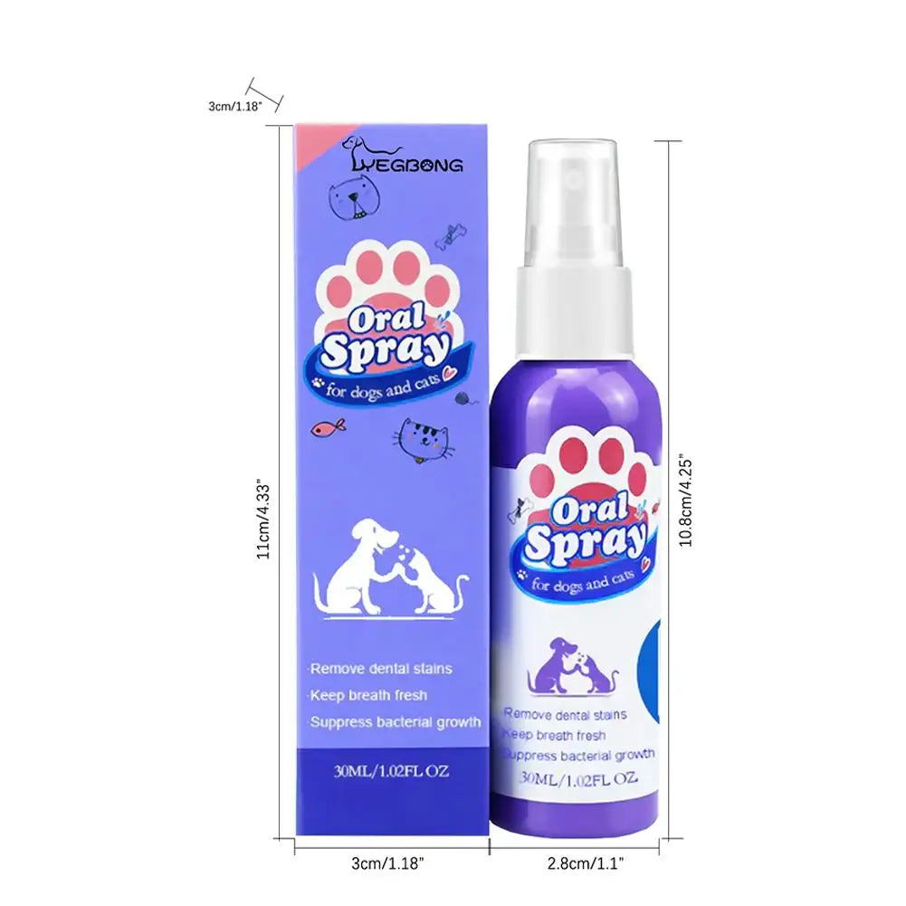 30ml Pet Spray Dog Oral Care Pet Freshener Supply Deodorant Bad Breath Teeth Cleaning Plaque Care Remover Breath Pet Accessories