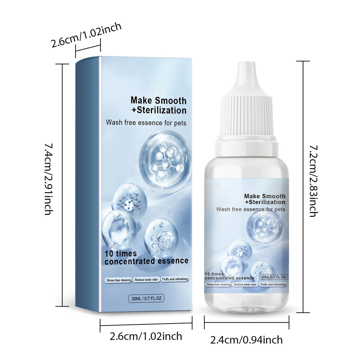 20ml Pet Hair Cleaning Leave-in Serum Gentle Deodorizing Easy to Use Serum for Cats Dogs Pet Grooming Serum