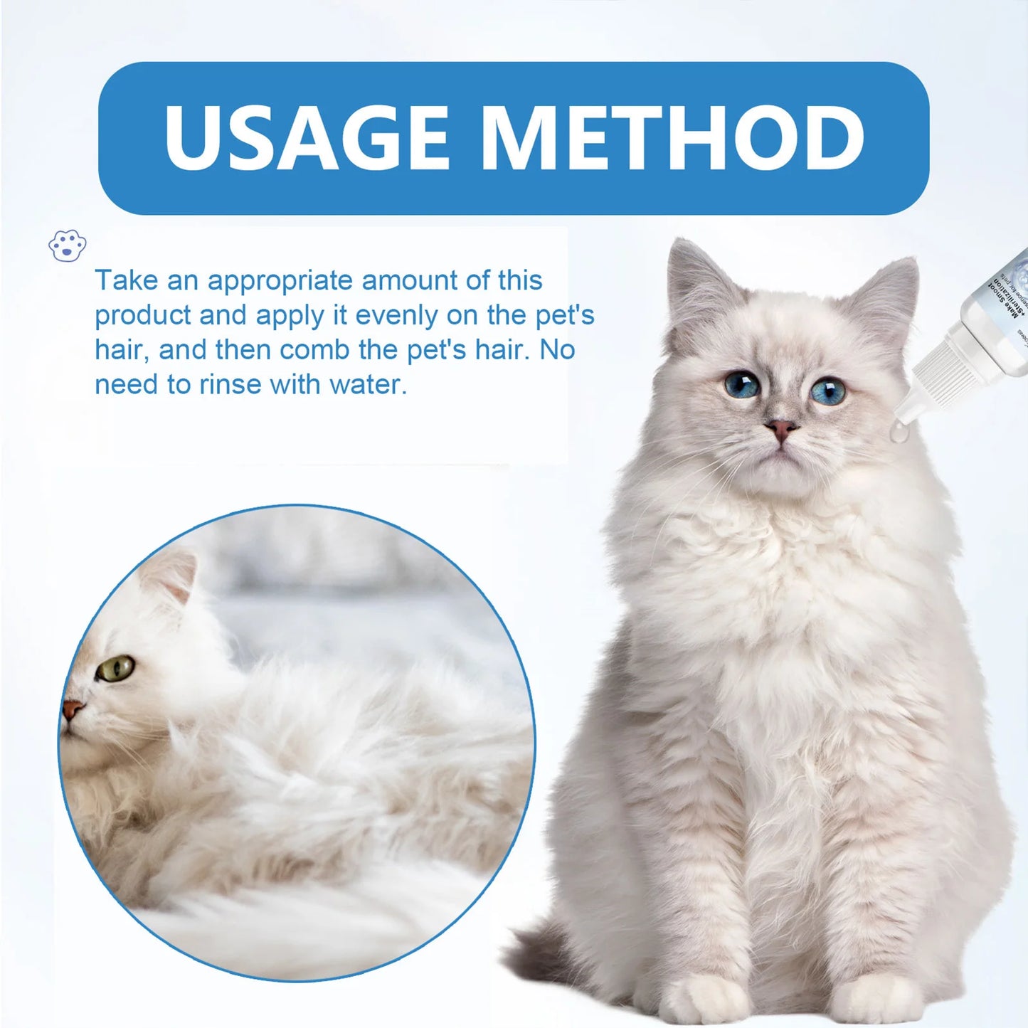 20ml Pet Hair Cleaning Leave-in Serum Gentle Deodorizing Easy to Use Serum for Cats Dogs Pet Grooming Serum