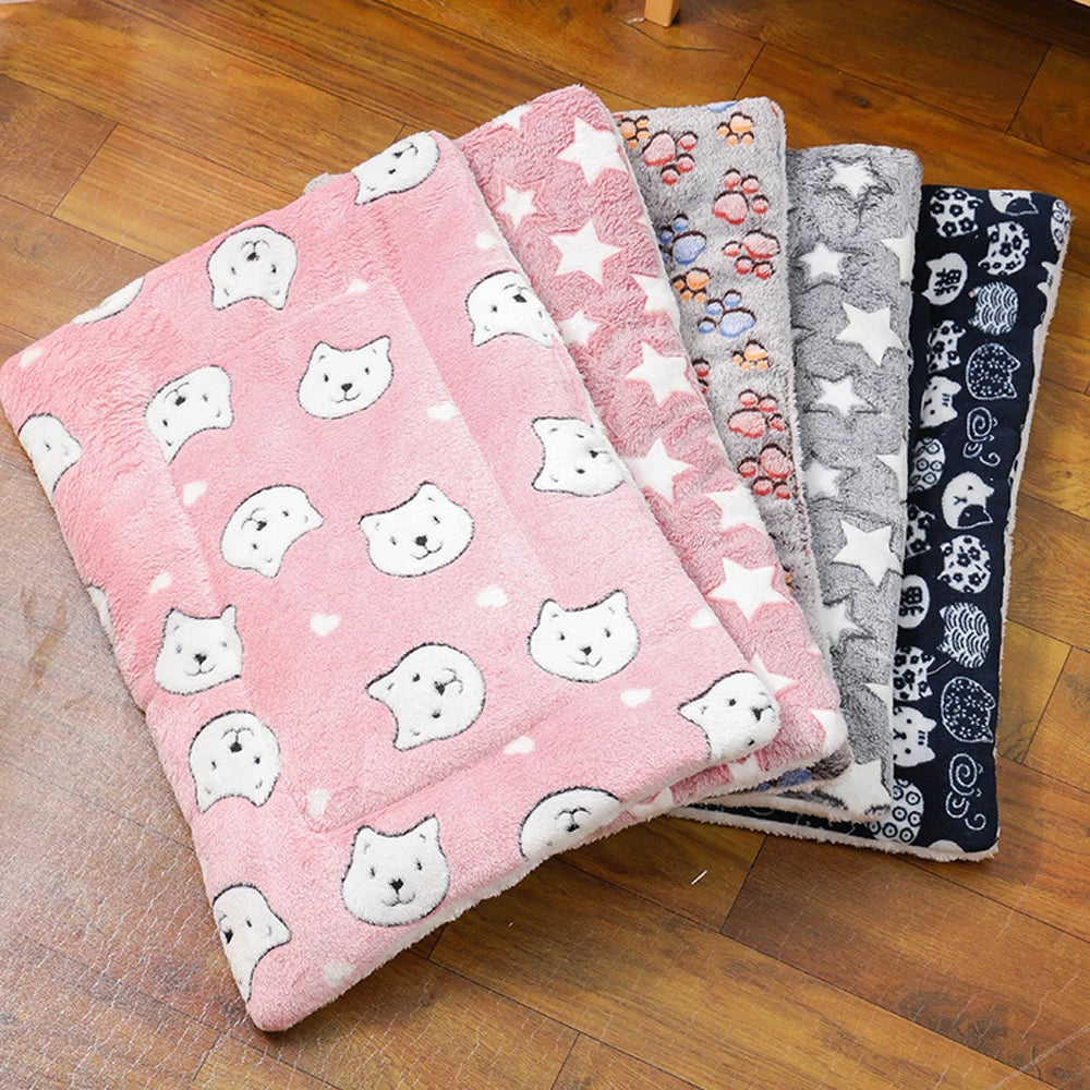 Cute Small Dog Mat Double-sided Use Winter Warm Medium Cat Sofa Blanket Skin-friendly Puppy Bed Cushion Pet Bed Accessories