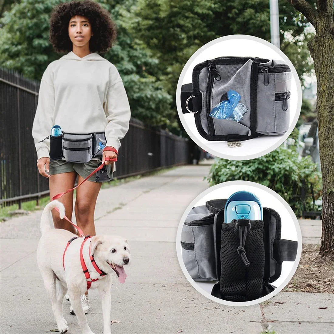 Dog Outdoor Training Waist Bag Multi-functional Dog Feeding Snack Bag Portable Walking Travel Dogs Treat Pouch With D Ring