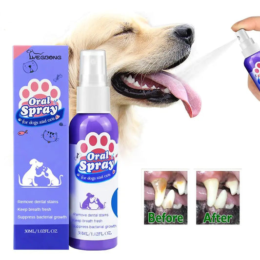 30ml Pet Spray Dog Oral Care Pet Freshener Supply Deodorant Bad Breath Teeth Cleaning Plaque Care Remover Breath Pet Accessories