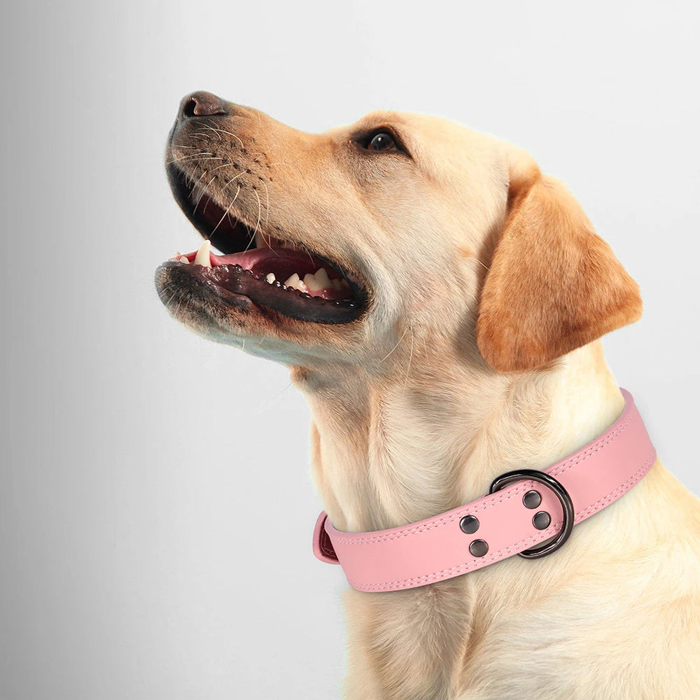 Soft Durable Real Leather Dog Collar Genuine Leather Pet Collars for Small Medium Large Dogs German shepherd Brown Black