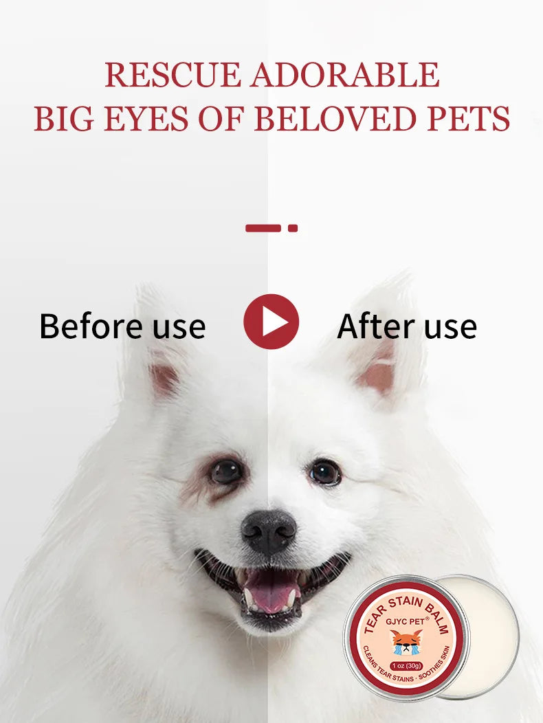 Natural Tear Stain Remover Balm for Dogs Cats Gentle Eye Care Soothing Skin Pet Lacrimal Gland Cleaning Cream