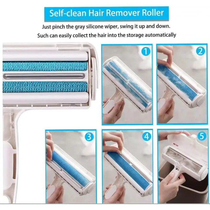 Two-Way Pet Hair Remover Roller Easy Floating Hair Removal One Scratch Clean Reusable Washable for Dog Cat Fur Furniture Couch